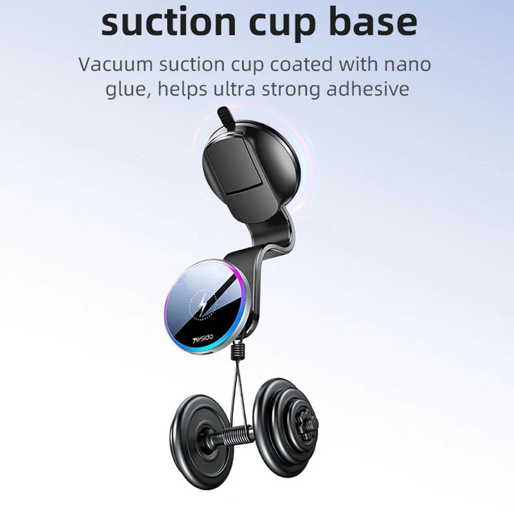 Auto punjač bežični Yesido C292, 15W, 1.67A, Crni