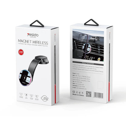 Auto punjač bežični Yesido C292, 15W, 1.67A, Crni