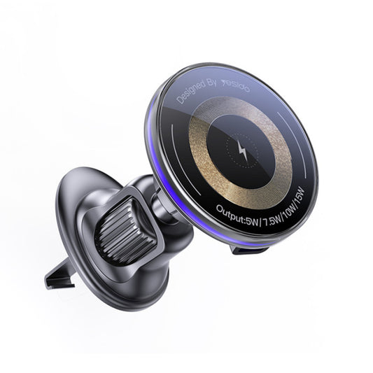 Bežični auto punjač Yesido C308, 15W, 1.67A, Crni