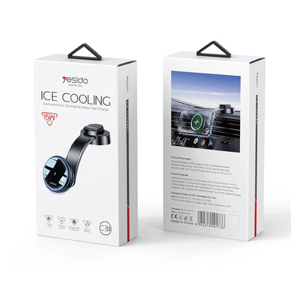 Auto punjač Wireless Yesido C311, 15W, 1.67A, Crni