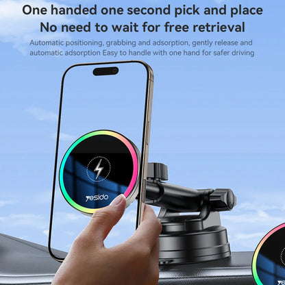 Auto punjač Wireless Yesido C315, 15W, 1.67A, Crni