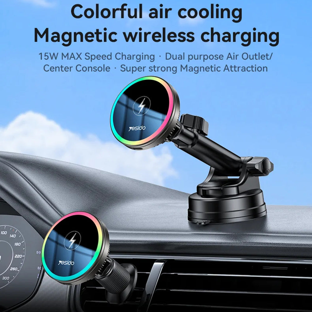 Auto punjač Wireless Yesido C315, 15W, 1.67A, Crni