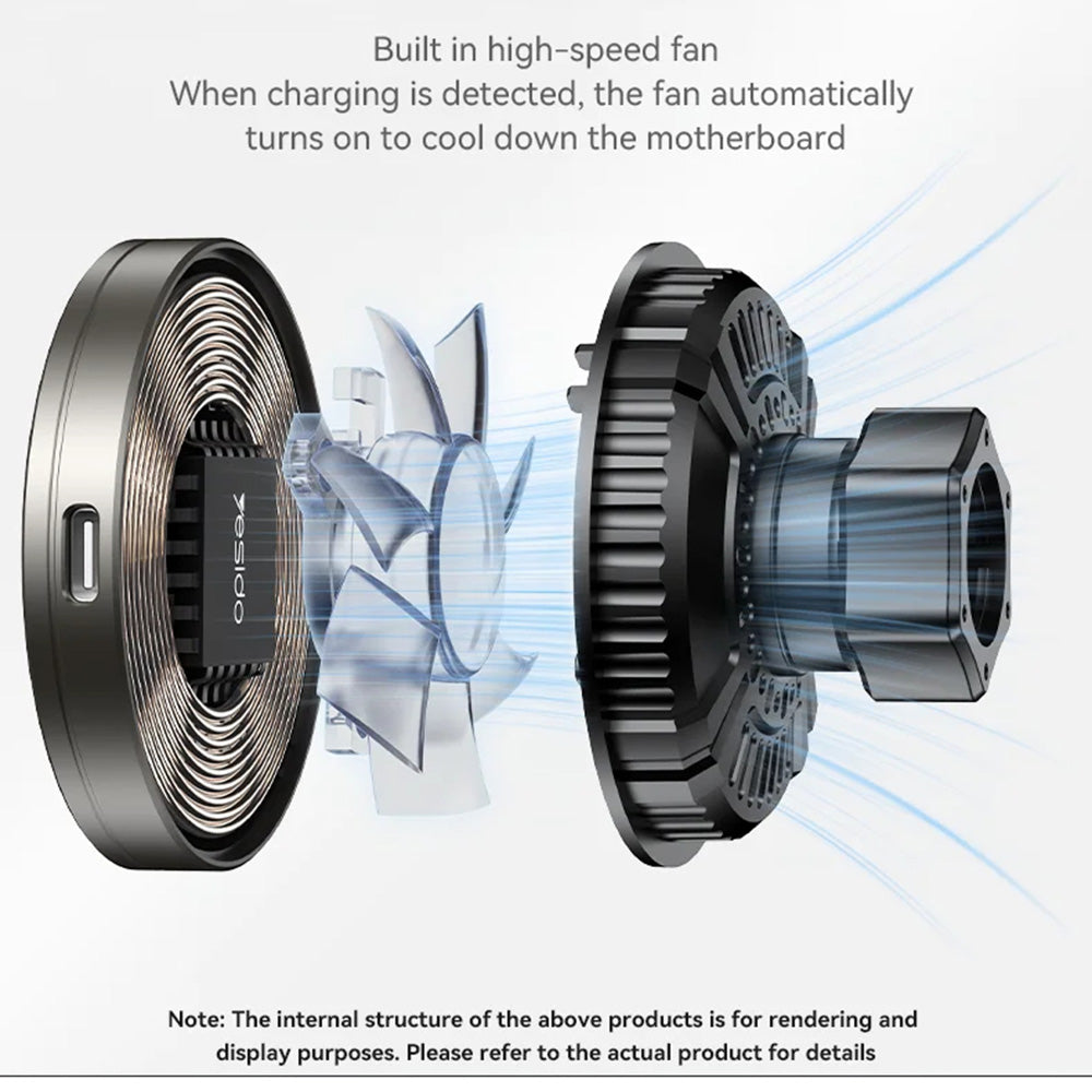 Auto punjač Wireless Yesido C315, 15W, 1.67A, Crni