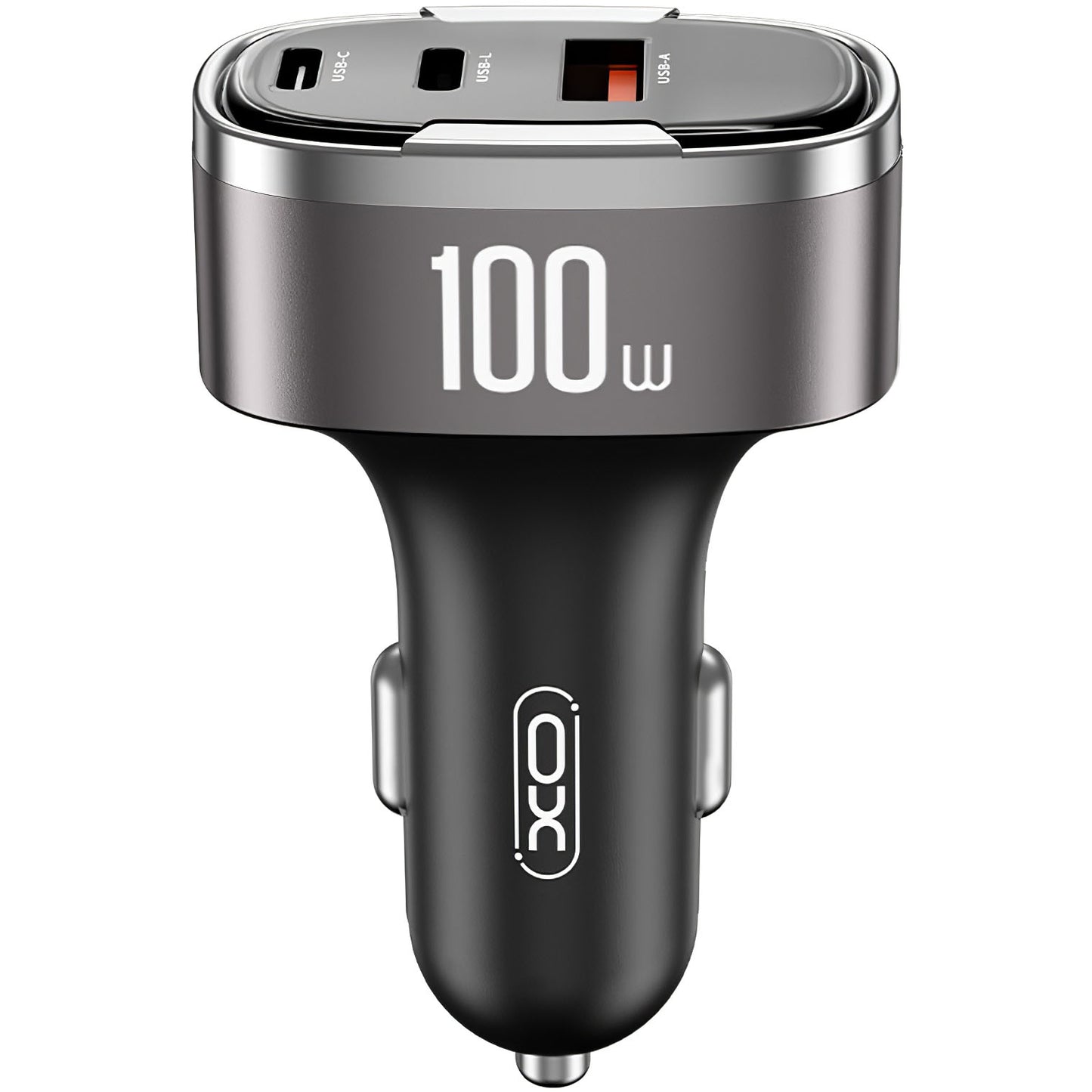 Auto punjač XO Design CC61, 100W, 3A, 1 x Lightning - 1 x USB-A - 1 x USB-C, Sivi