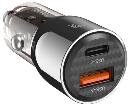 Auto punjač XO Design CC58, 95W, 3.25A, 1 x USB-A - 1 x USB-C, Crni