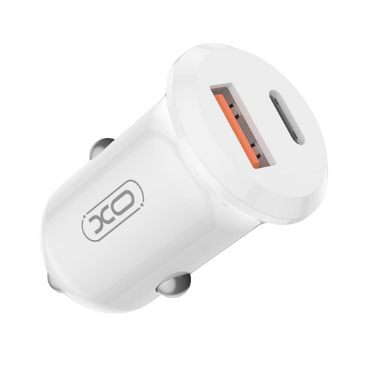 Auto punjač XO Design CC69, 30W, 3A, 1 x USB-A - 1 x USB-C, Bijeli