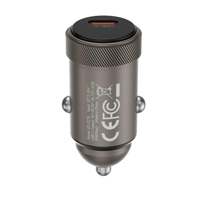 Auto punjač XO Design CC70, 30W, 3A, 1 x USB-C, Crni