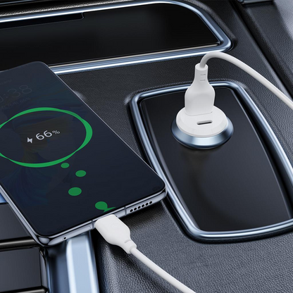 Auto punjač XO Design CC69, 30W, 3A, 1 x USB-A - 1 x USB-C, Bijeli