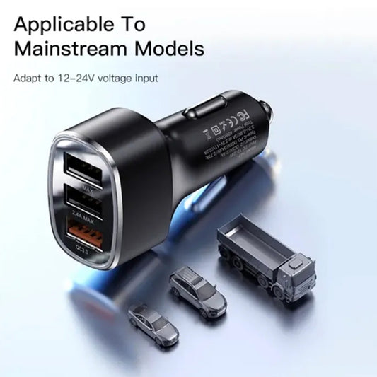 Auto punjač Yesido Y46, 42W, 3A, 3 x USB-A, Crni