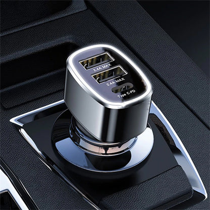 Auto punjač Yesido Y47, 49W, 3A, 2 x USB-A - 1 x USB-C, Crni