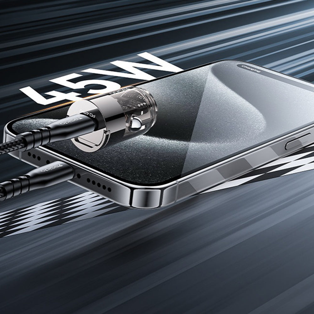 Auto punjač Yesido Y67, 45W, 3A, 1 x USB-C, Crni