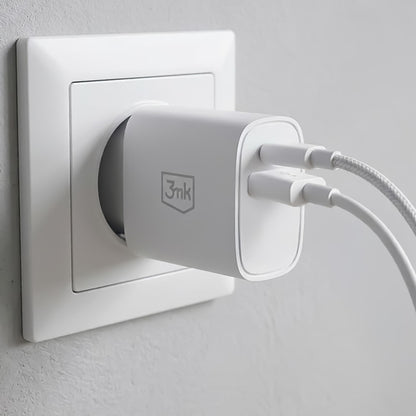 Punjač Mreže 3MK FlowPower, 25W, 1 x USB-A - 1 x USB-C, Bijeli