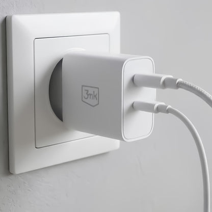 Punjač Mreže 3MK FlowPower, 45W, 1 x USB-A - 1 x USB-C, Bijeli