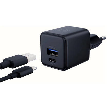 Punjač mreže 3MK Hyper, 20W, 3A, 1 x USB-A - 1 x USB-C, Crni