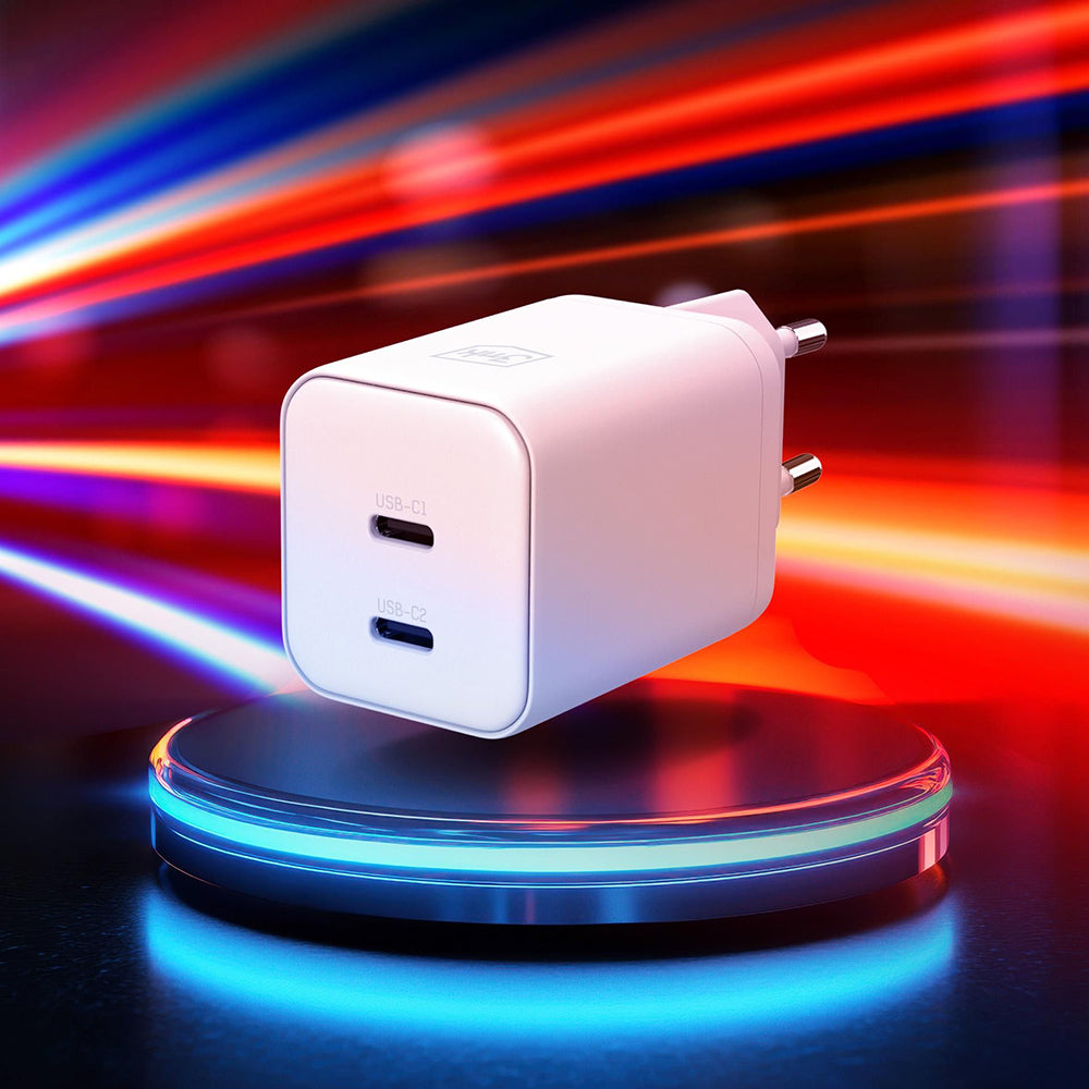 Mrežni punjač 3MK Hyper, 45W, 2 x USB-C, Bijeli