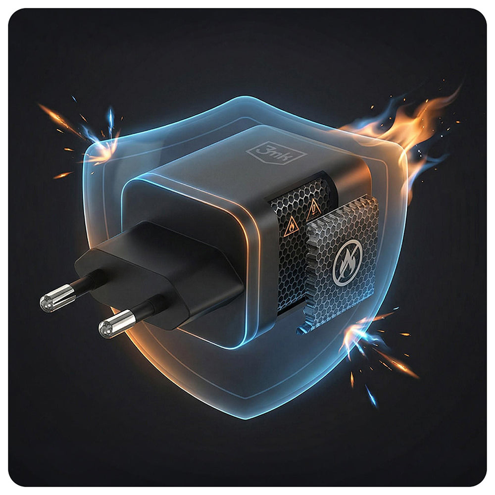 Mrežni punjač 3MK Hyper, 45W, 2 x USB-C, Crni
