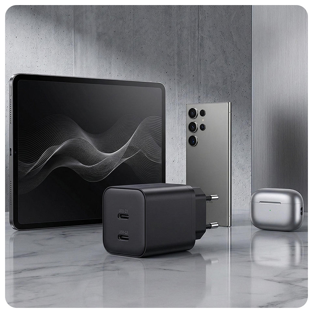 Mrežni punjač 3MK Hyper, 45W, 2 x USB-C, Crni