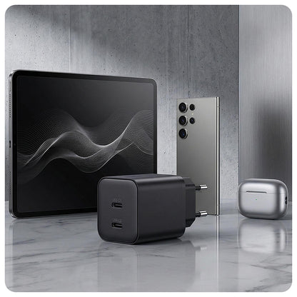 Mrežni punjač 3MK Hyper, 45W, 2 x USB-C, Crni