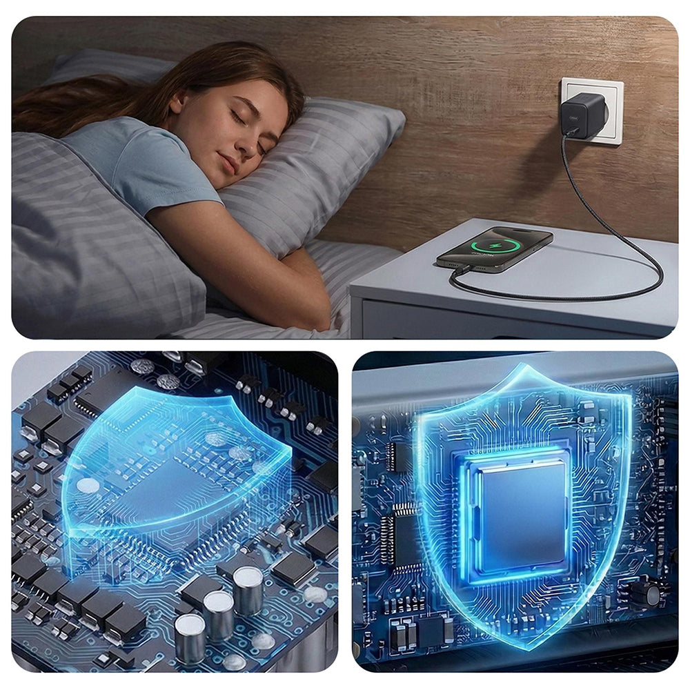 Mrežni punjač 3MK Hyper, 45W, 2 x USB-C, Crni