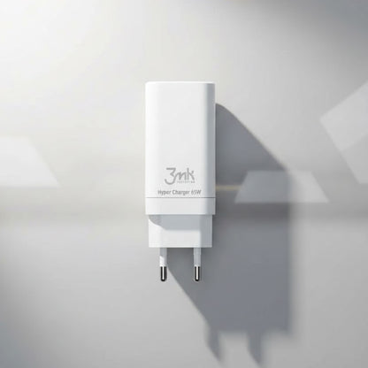 Mrežni punjač 3MK HyperCharger, 65W, 5A, 1 x USB-A - 2 x USB-C, Bijela