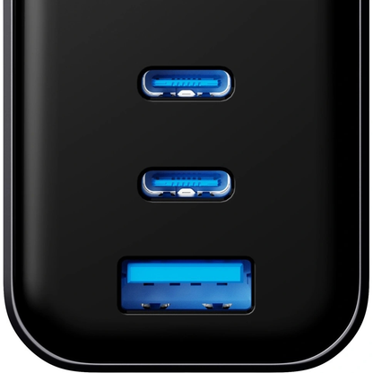 Punjač Mreže 3MK InCharge Lumin Display, 67W, 5A, 1 x USB-A - 2 x USB-C, Crni