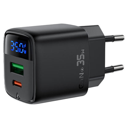 Mrežni punjač Acefast A116 Display, 35W, 3A, 1 x USB-A - 1 x USB-C, Crni