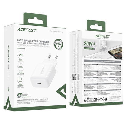 Punjač mreže Acefast A130, 20W, 3A, 1 x USB-C, Bijeli