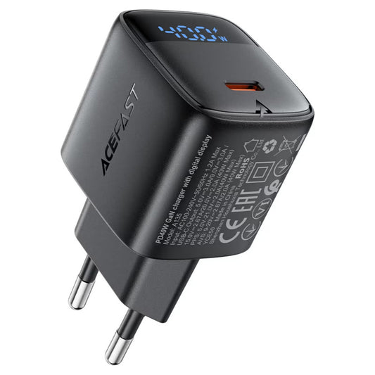 Punjač mreže Acefast A135 Display, 45W, 3A, 1 x USB-C, Crni