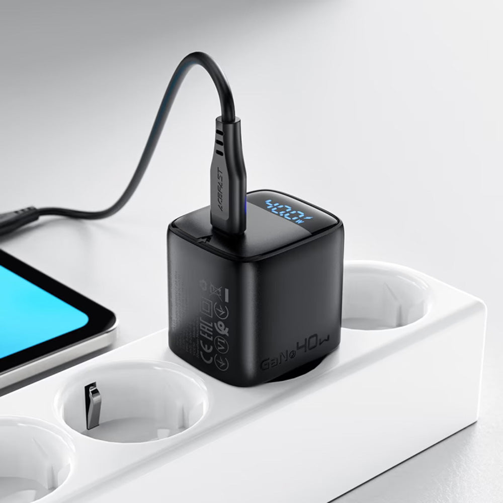 Punjač mreže Acefast A135 Display, 45W, 3A, 1 x USB-C, Crni