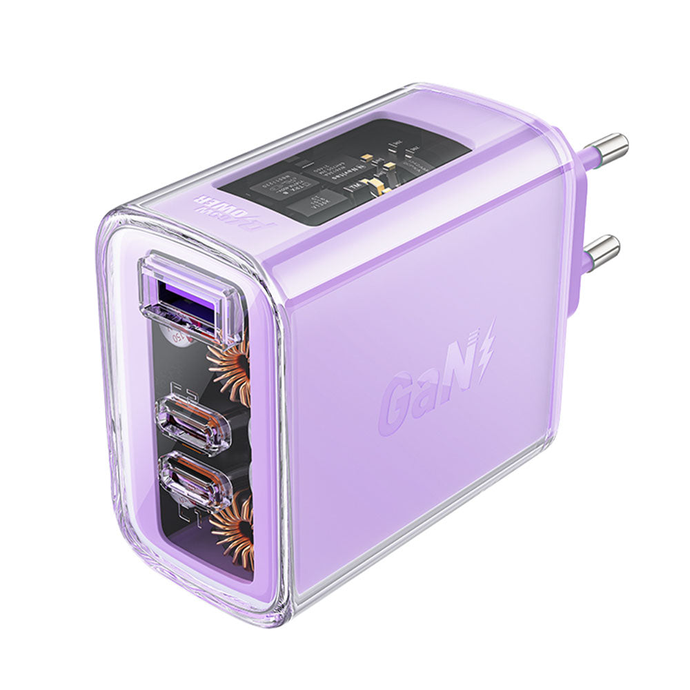 Punjač mreže Acefast A45 Exploration, 65W, 3.25A, 1 x USB-A - 2 x USB-C, Ljubičasti