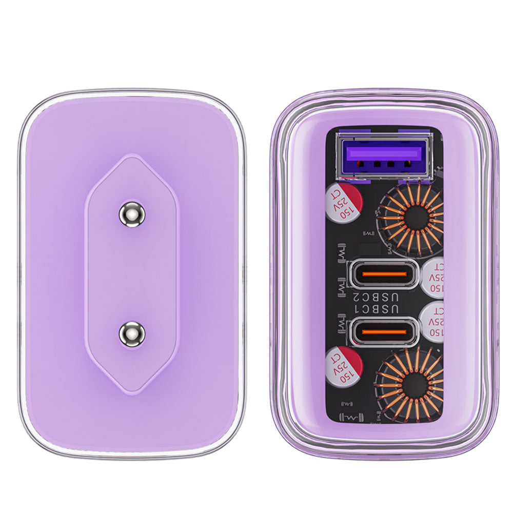 Punjač mreže Acefast A45 Exploration, 65W, 3.25A, 1 x USB-A - 2 x USB-C, Ljubičasti