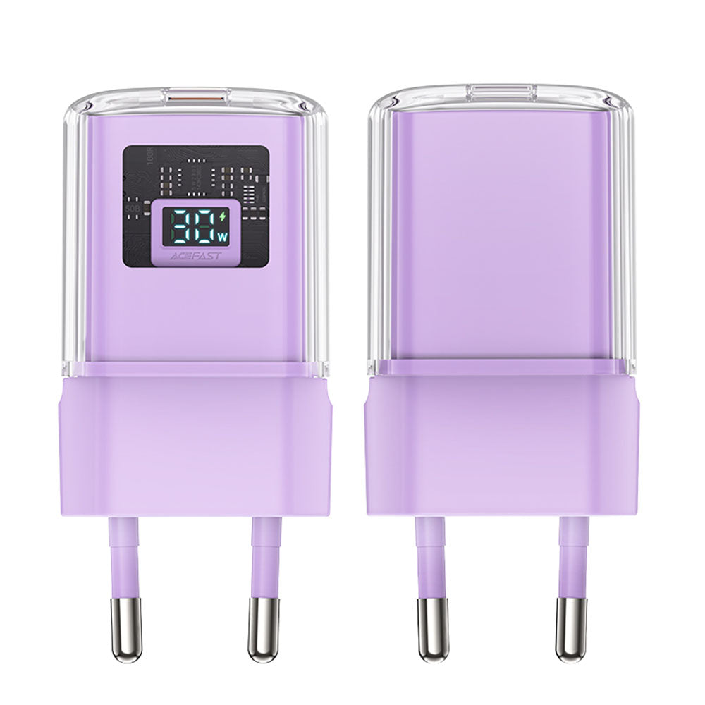 Punjač mreže Acefast A53 Sparkling Display, 30W, 3A, 1 x USB-C, Ljubičasti