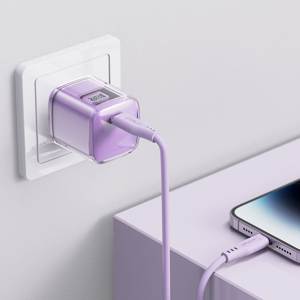 Punjač mreže Acefast A53 Sparkling Display, 30W, 3A, 1 x USB-C, Ljubičasti