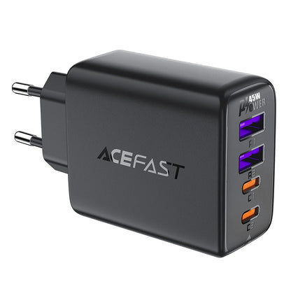 Mrežni punjač Acefast A61, 45W, 3A, 2 x USB-A - 2 x USB-C, Crni