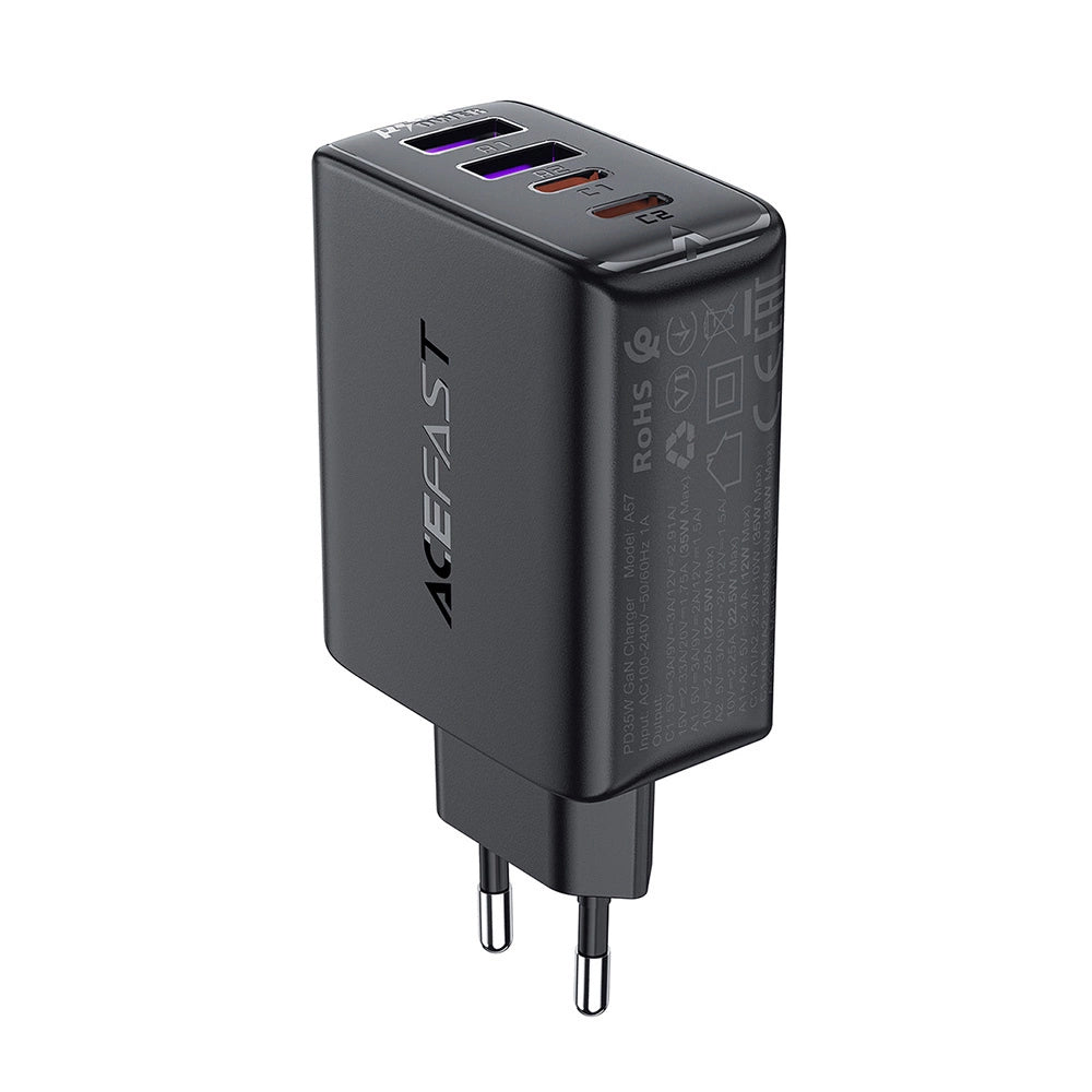 Mrežni punjač Acefast A61, 45W, 3A, 2 x USB-A - 2 x USB-C, Crni