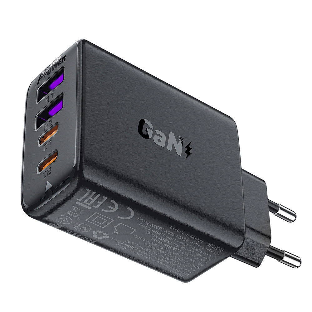 Mrežni punjač Acefast A61, 45W, 3A, 2 x USB-A - 2 x USB-C, Crni