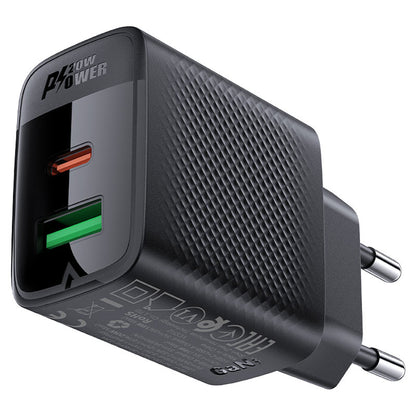Punjač za mrežu Acefast A78, 20W, 3A, 1 x USB-A - 1 x USB-C, Crni