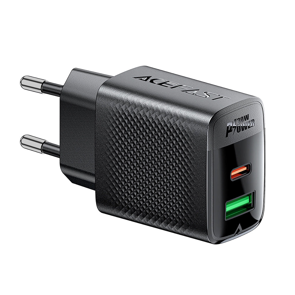Punjač mreže Acefast A98, 30W, 3A, 1 x USB-A - 1 x USB-C, Crni