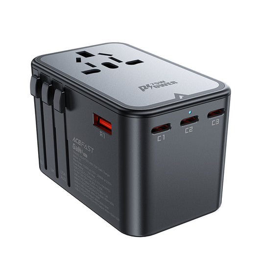 Punjač mreže Acefast Travel Z1, 75W, 3.35A, 2 x USB-A - 3 x USB-C, Crni