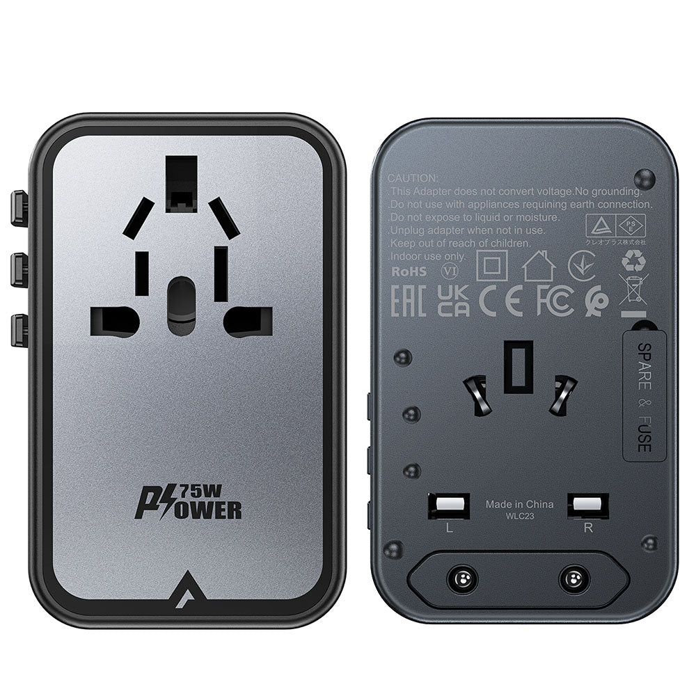 Punjač mreže Acefast Travel Z1, 75W, 3.35A, 2 x USB-A - 3 x USB-C, Crni