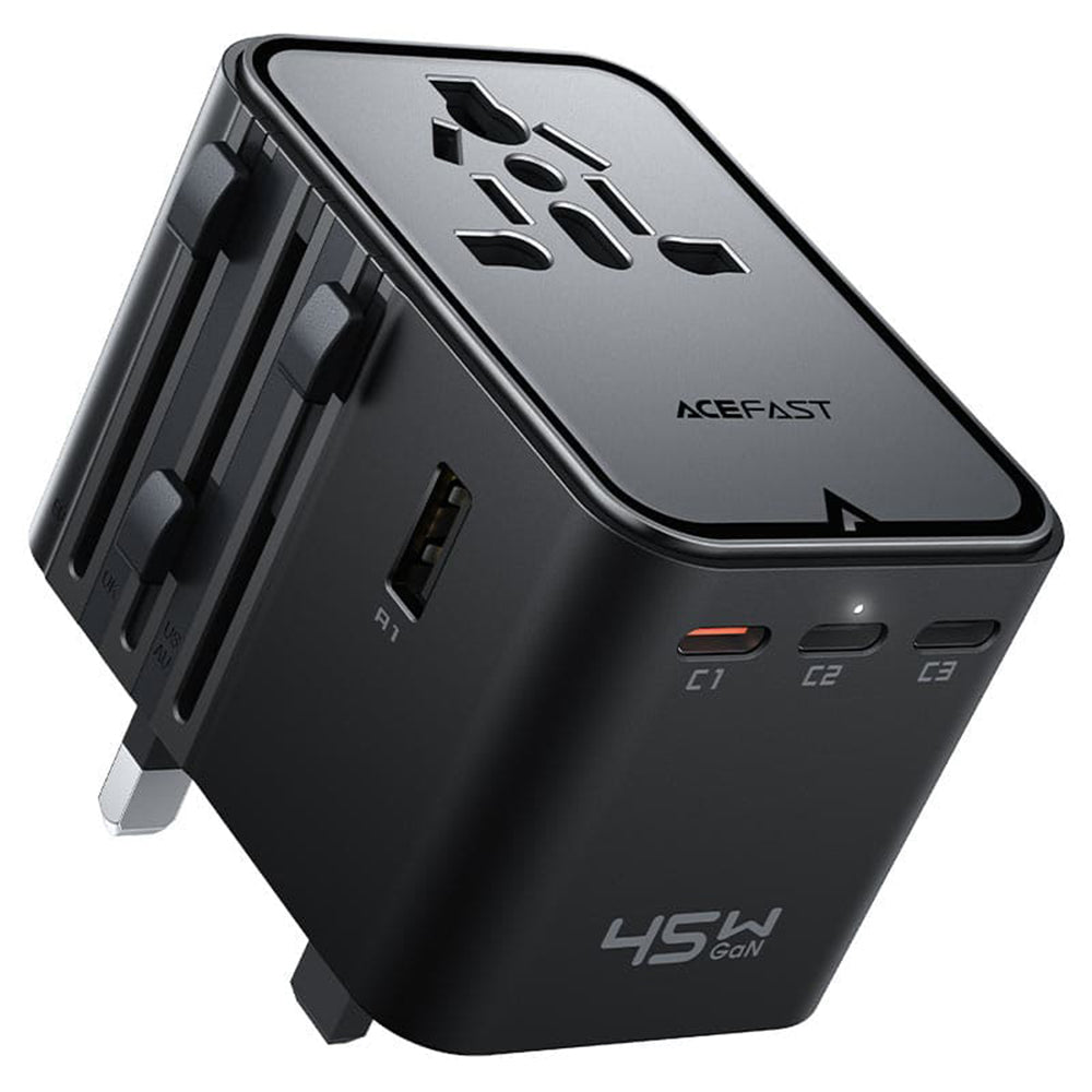 Punjač za putovanja Acefast Z8, 45W, 3A, 2 x USB-A - 3 x USB-C, Crni