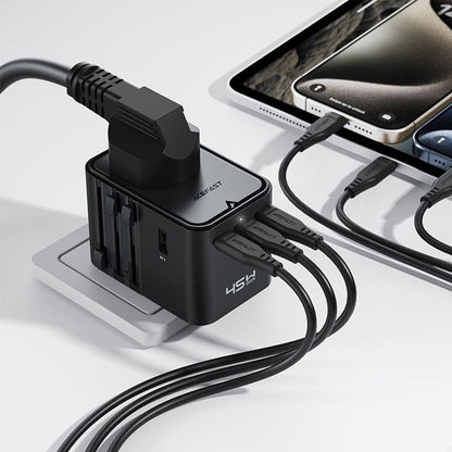 Punjač za putovanja Acefast Z8, 45W, 3A, 2 x USB-A - 3 x USB-C, Crni