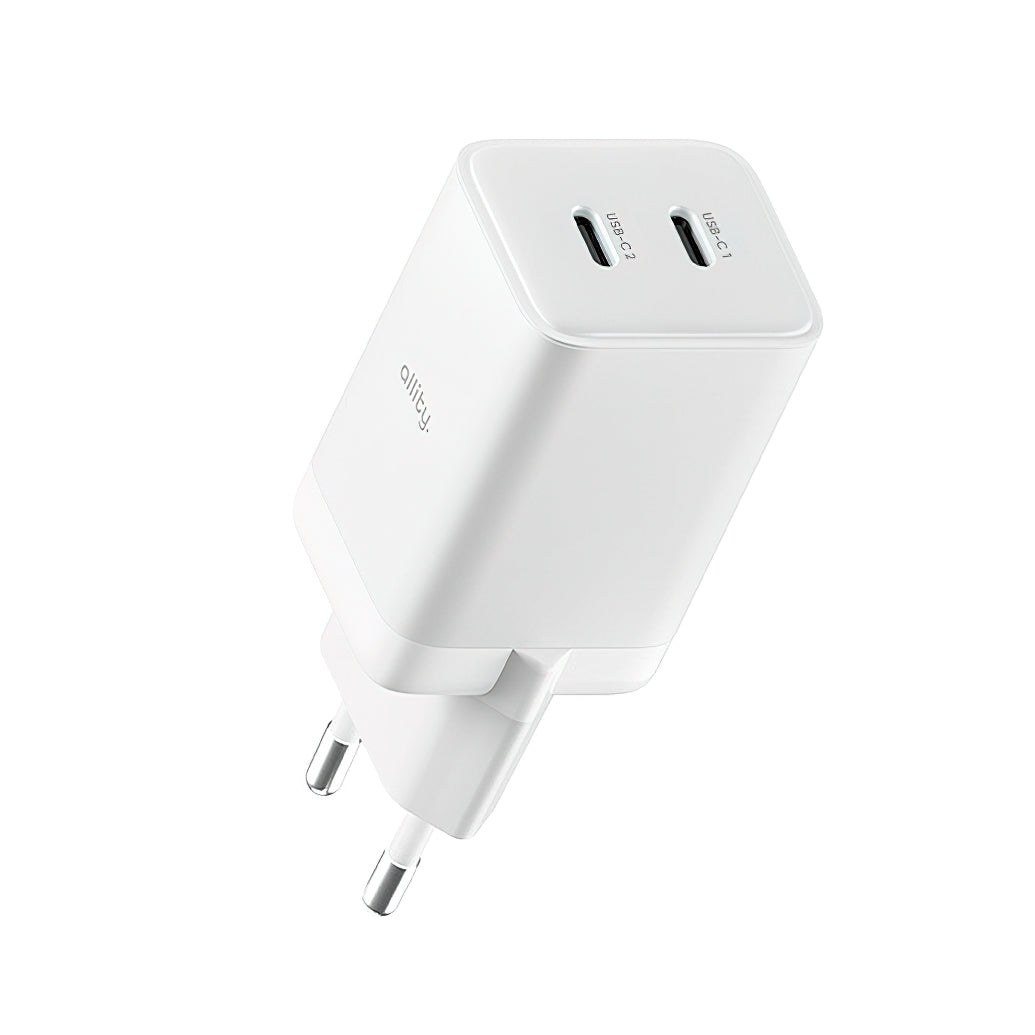 Punjač mreže Allity. ATC-01-45WCC Fast, 45W, 3A, 2 x USB-C, Bijeli