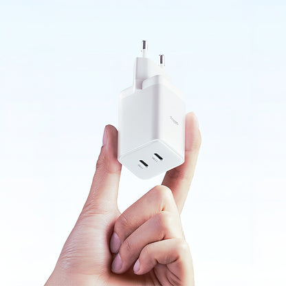 Punjač mreže Allity. ATC-01-45WCC Fast, 45W, 3A, 2 x USB-C, Bijeli