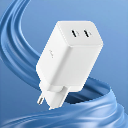 Punjač mreže Allity. ATC-01-45WCC Fast, 45W, 3A, 2 x USB-C, Bijeli