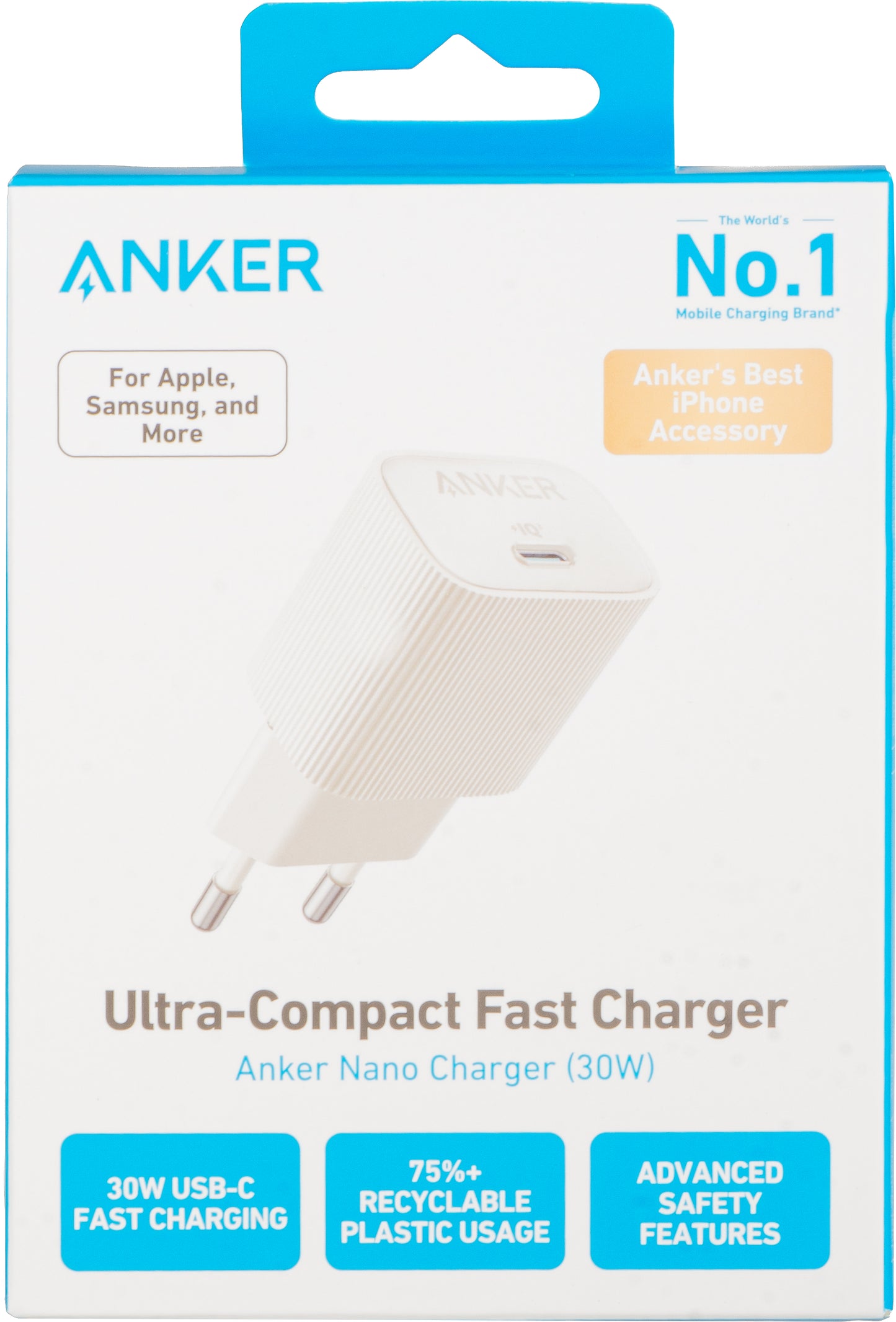 Punjač za mrežu Anker 511 Nano 4, 30W, 3A, 1 x USB-C, Bijeli A2337G21
