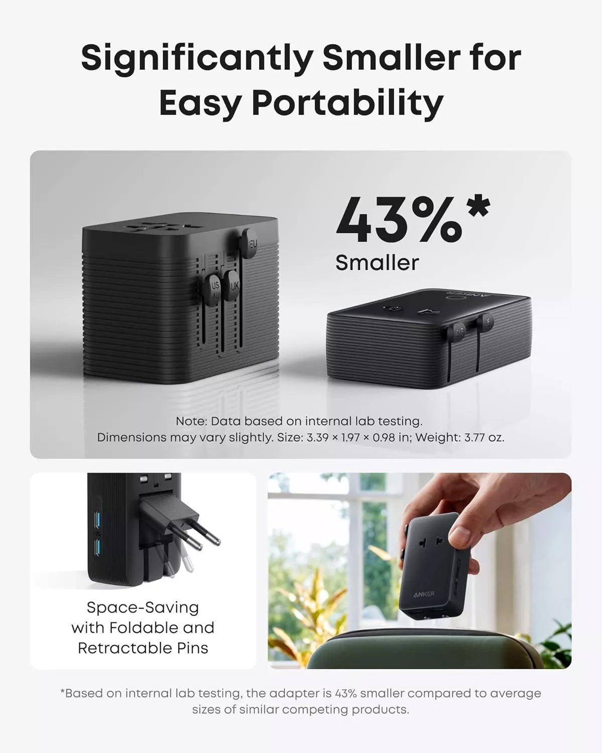 Punjač mreže Anker Nano Travel, 20W, 3A, 2 x USB-A - 2 x USB-C, Crni A9215H11