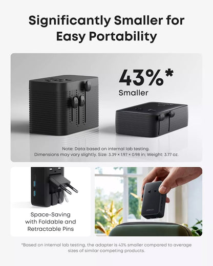 Punjač mreže Anker Nano Travel, 20W, 3A, 2 x USB-A - 2 x USB-C, Crni A9215H11