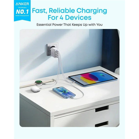 Mrežni punjač Anker Zolo, 50W, 3A, 2 x USB-A - 2 x USB-C, Bijeli A121EG21