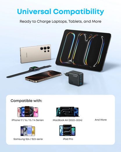 Mrežni punjač Anker Zolo, 70W, 1 x USB-A - 3 x USB-C, Crni A121CG11